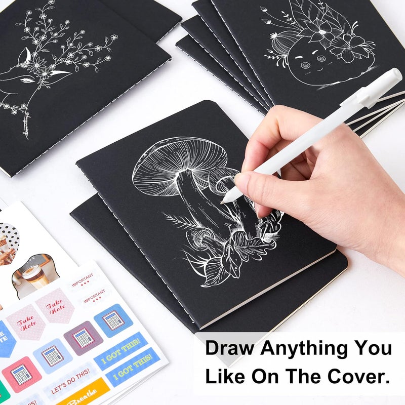 Feela 170 Pack Blank Kraft Notebooks, Unlined Sketchbook Mini Cute Note Pad for Drawing Writing, Journal Bulk For Kids Students Office School Supplies, A6, 48 Pages, 4.25” X 5.5”, Black - Image 3